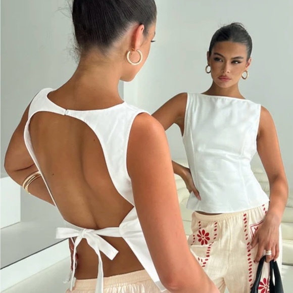 Princess Polly Ivory Open-Back Top - Picture 1 of 8